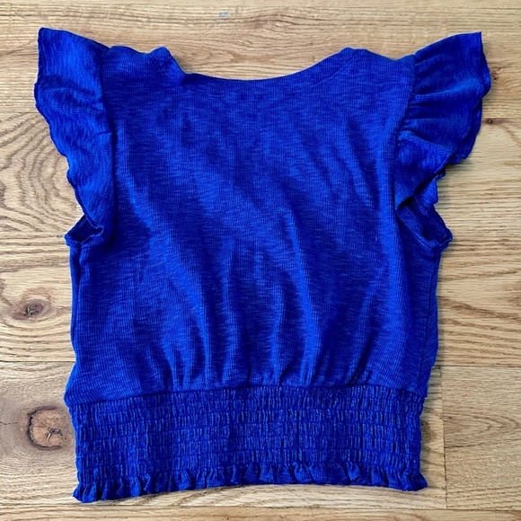 NWOT GAP Kids Wrap Top / Short Sleeve Shirt Girls in Color Blue Track - Size M - Picture 3 of 6